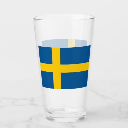 Patriotic glass cup with flag of Sweden