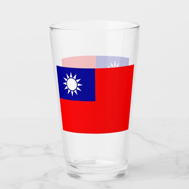 Patriotic glass cup with flag of Taiwan (Front)