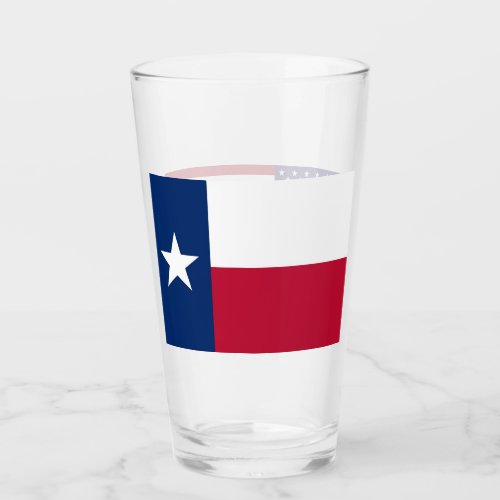 Patriotic glass cup with flag of Texas