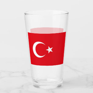 Patriotic glass cup with flag of Turkey
