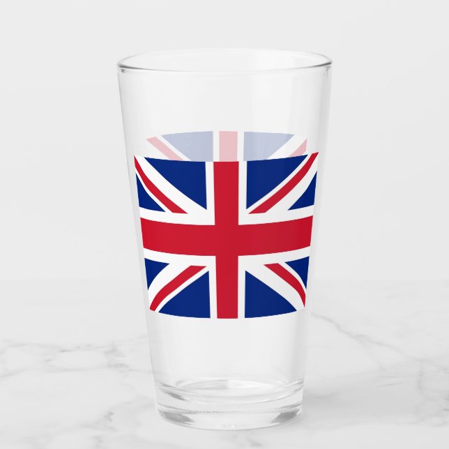Patriotic glass cup with flag of United Kingdom (Front)