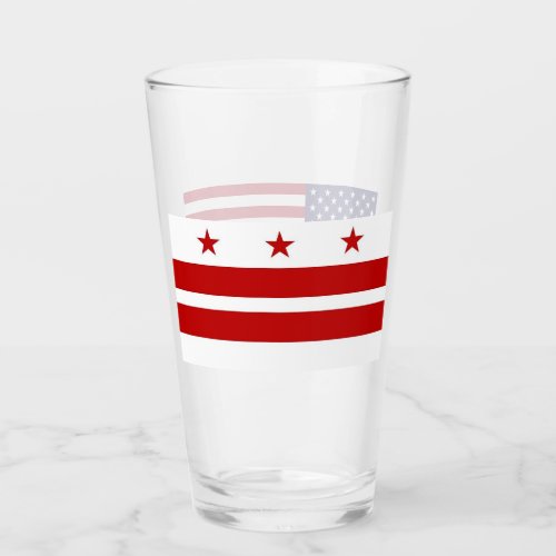 Patriotic glass cup with flag of Washington DC