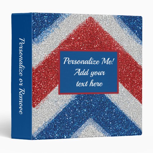Patriotic Glitter Chevron Design Personalize 3 Ring Binder