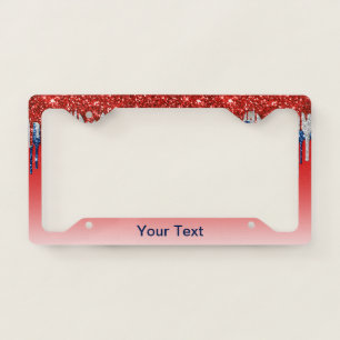 Patriotic Glitter Drip Americana  License Plate Frame