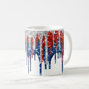 Patriotic Glitter Drip Border Coffee Mug