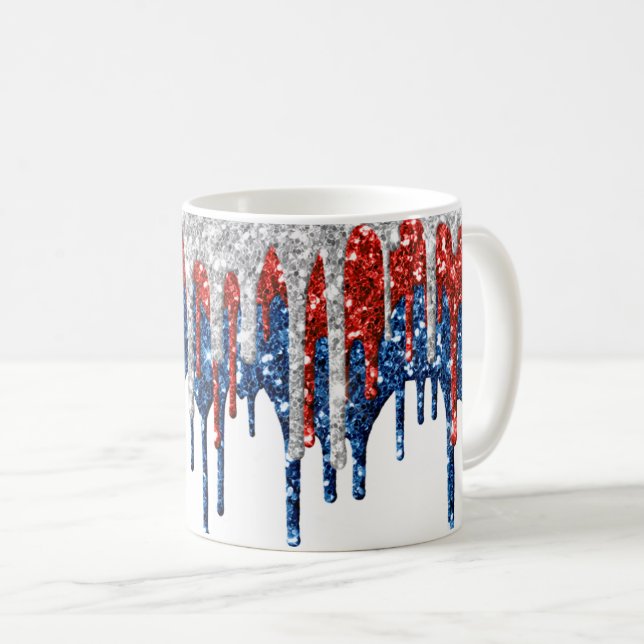 Patriotic Glitter Drip Border Coffee Mug (Front Right)