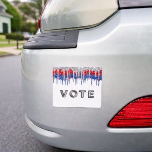 Patriotic Glitter Drip Border Vote Car Magnet