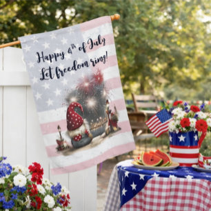 Patriotic Gnome 4th of July Flag • Rustic American
