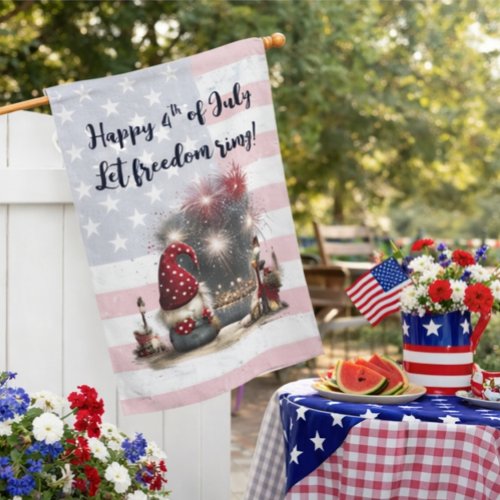 Patriotic Gnome 4th of July Flag • Rustic American