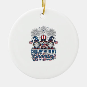 Patriotic Gnome Chillin With My Gnomies Shirt Desi Ceramic Ornament