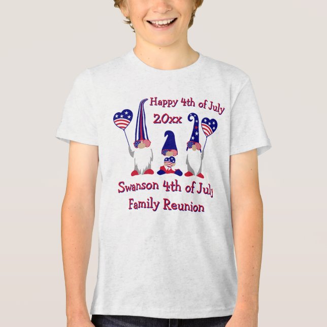 Patriotic Gnome Family Reunion Celebration  Tri-Blend Shirt (Front)