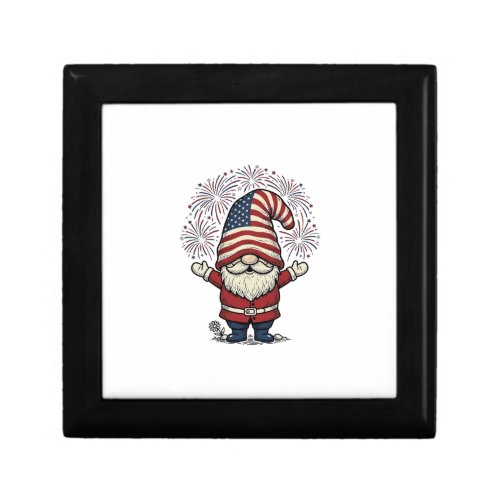 Patriotic Gnome Fireworks Vintage Vector Design_1 Gift Box
