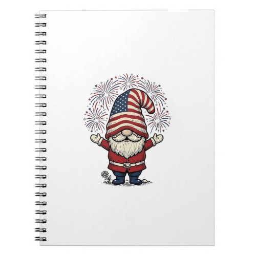 Patriotic Gnome Fireworks Vintage Vector Design_1 Notebook
