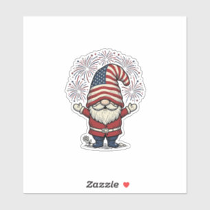 Patriotic Gnome Fireworks Vintage Vector Design_1 Sticker