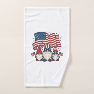 Patriotic Gnome Flag Vintage Engraving Design_1 Hand Towel