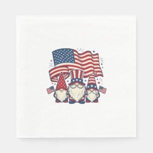 Patriotic Gnome Flag Vintage Engraving Design_1 Napkins