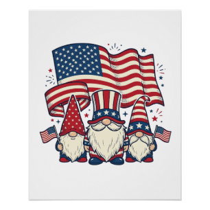 Patriotic Gnome Flag Vintage Engraving Design_1 Poster