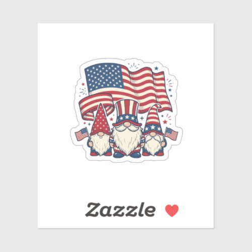 Patriotic Gnome Flag Vintage Engraving Design_1 Sticker