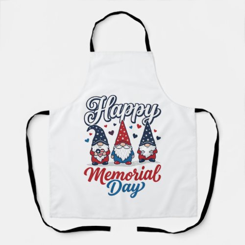 Patriotic Gnome Happy Memorial Day Vintage Shirt D Apron