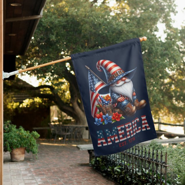 Patriotic Gnome House Flag (In SItu)