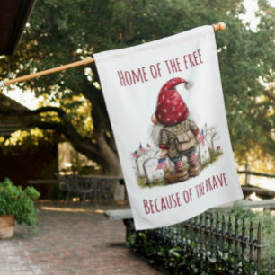 Patriotic Gnome House Flag