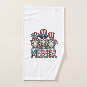 Patriotic Gnome Merica Vintage Vector Design_1 Hand Towel