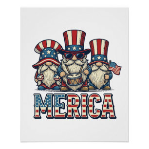 Patriotic Gnome Merica Vintage Vector Design_1 Poster