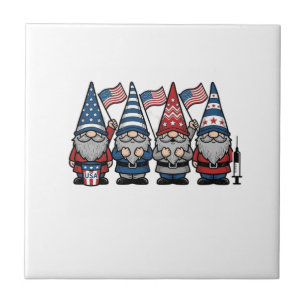 Patriotic Gnome Nurse Vector Vintage Engraving Des Ceramic Tile