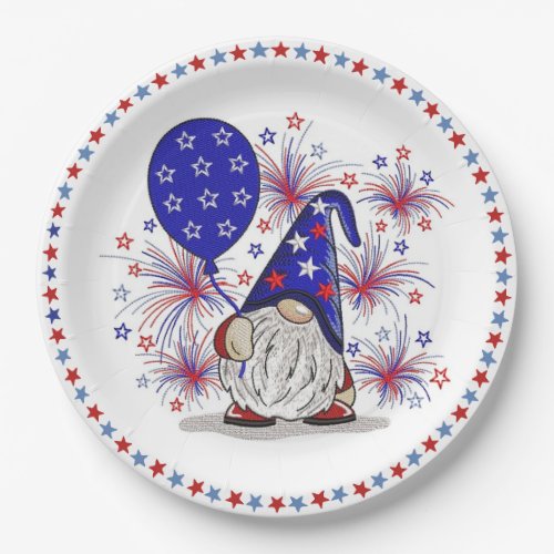 Patriotic Gnome Paper Plates