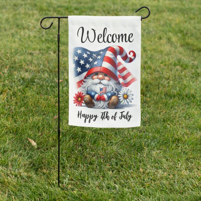 Patriotic Gnome’s 4th of July Celebration  Garden Flag (In SItu)
