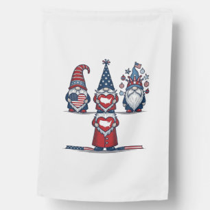 Patriotic Gnome Trio Vintage Vector Design_1 House Flag
