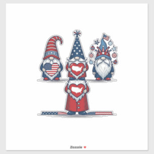 Patriotic Gnome Trio Vintage Vector Design_1 Sticker
