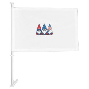 Patriotic Gnome Trio Vintage Vector Shirt Design_1 Car Flag