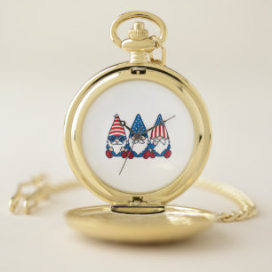 Patriotic Gnome Trio Vintage Vector Shirt Design_1 Pocket Watch
