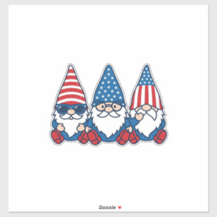 Patriotic Gnome Trio Vintage Vector Shirt Design_1 Sticker