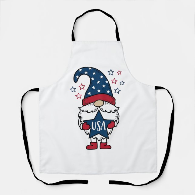 Patriotic Gnome USA Star Vector Shirt Design_1 Apron (Front)