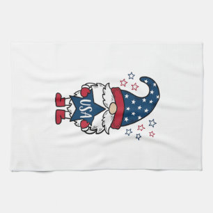 Patriotic Gnome USA Star Vector Shirt Design_1 Kitchen Towel