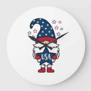 Patriotic Gnome USA Star Vector Shirt Design_1 Large Clock