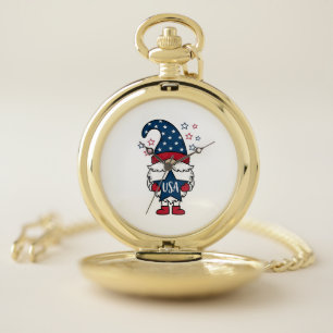Patriotic Gnome USA Star Vector Shirt Design_1 Pocket Watch