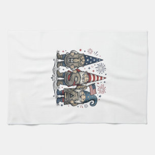 Patriotic Gnome USA Vintage Fourth of July Shirt_1 Kitchen Towel