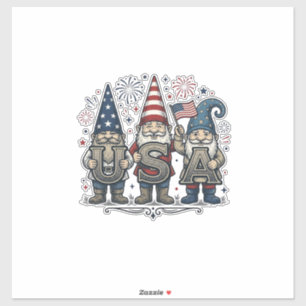 Patriotic Gnome USA Vintage Fourth of July Shirt_1 Sticker