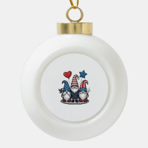 Patriotic Gnome Vintage Engraving Vector Design_1 Ceramic Ball Christmas Ornament