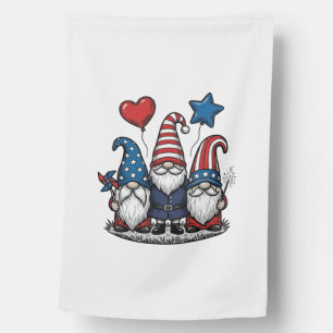 Patriotic Gnome Vintage Engraving Vector Design_1 House Flag