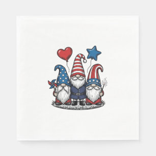 Patriotic Gnome Vintage Engraving Vector Design_1 Napkins