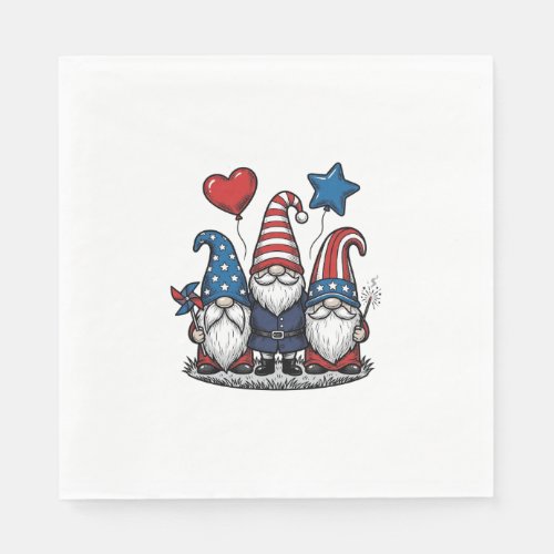 Patriotic Gnome Vintage Engraving Vector Design_1 Napkins