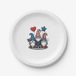 Patriotic Gnome Vintage Engraving Vector Design_1 Paper Plates