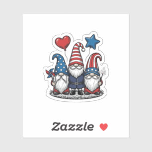 Patriotic Gnome Vintage Engraving Vector Design_1 Sticker