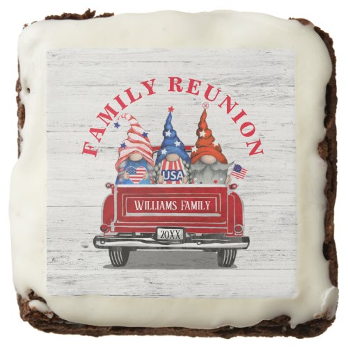 Patriotic Gnome Vintage Red Truck Family Reunion Brownie