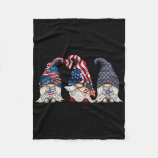 Patriotic Gnomes 4th Of July Funny Gnome Love Amer Fleece Blanket
