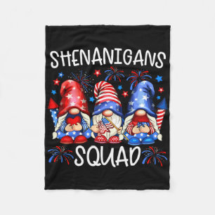 Patriotic Gnomes 4th Of July Funny Shenanigans Squ Fleece Blanket
